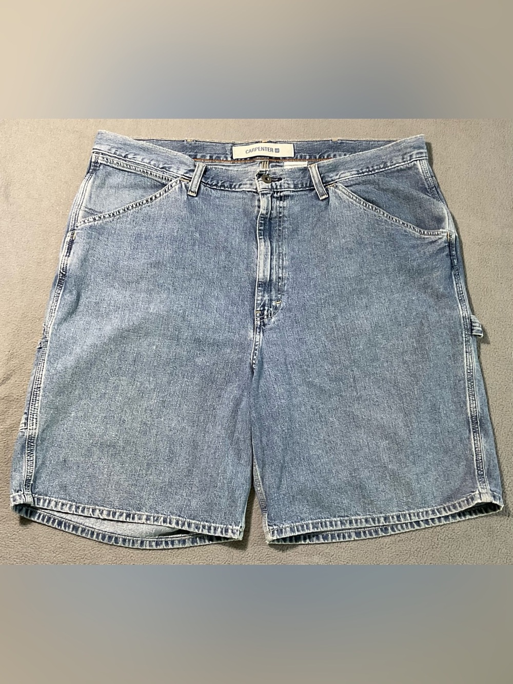 Y2K Gap Carpenter Jean Shorts Mens 42 Light Wash Denim Jorts Skater Baggy
